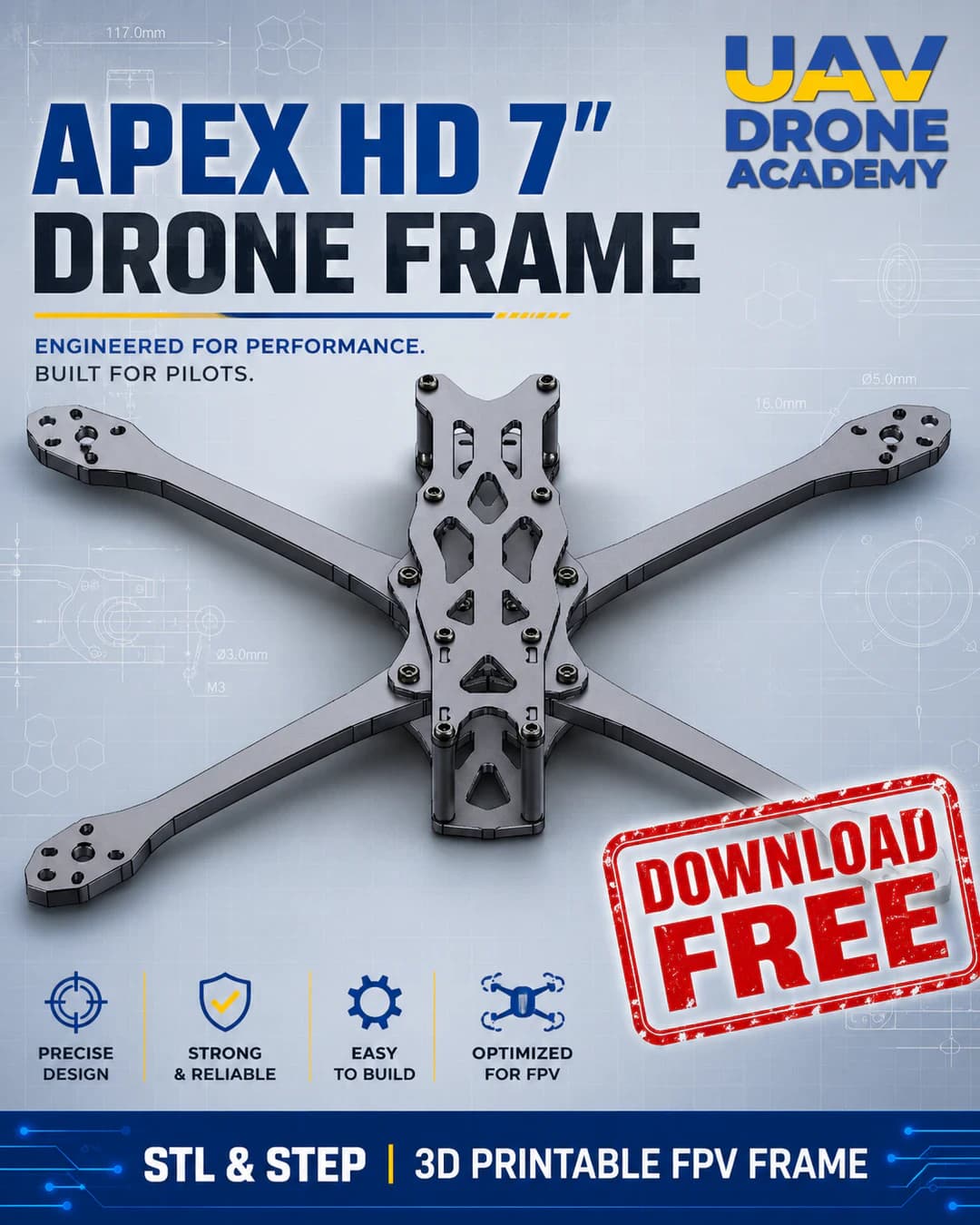 Apex HD 7 inch FPV drone frame digital pack